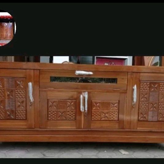 bufet tv rata minimalis full kayu jati asli elegan