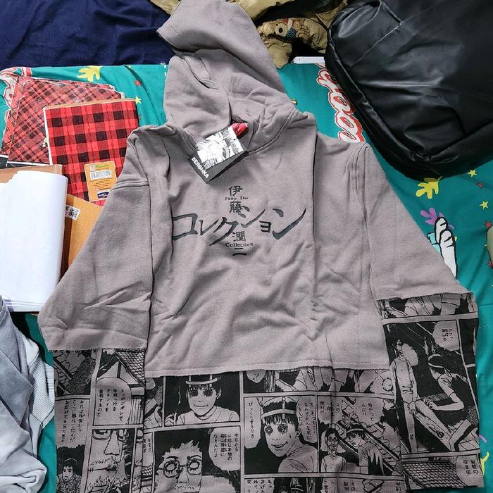 Jacket Hoodie anime bershka x Junji Ito Collection collab anime kantong doraemon