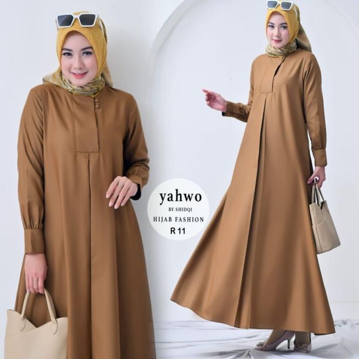 Seragam pns khaki wanita bahan toyobo terbaru/gamis PNS khaki kode R 011/baju kerja pemda pdh guru