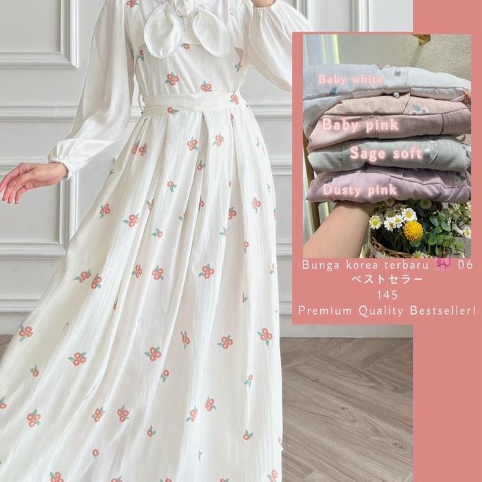 Gamis Korean Yuna Bunga cantik Nyaman
