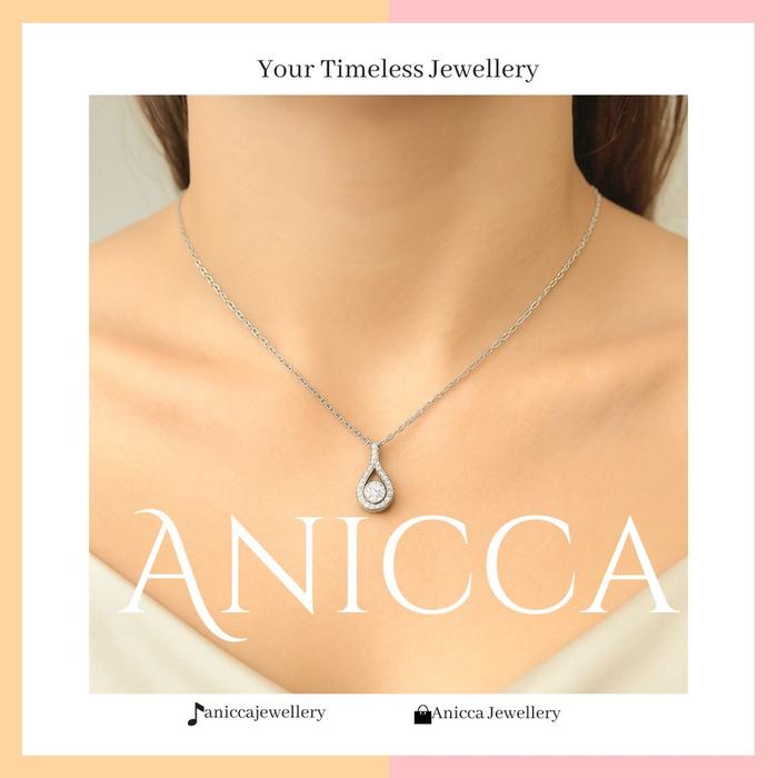 [KATALOG SAJA] SNOWDROP NECKLACE by ANICCA JEWELLERY - Premium Zirconia Kalung Aksesories Batu Liont