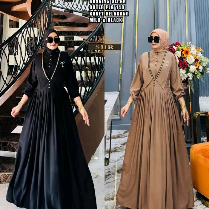 NEW SHR ORI DRESS MAXI GAMIS over all set overall inner syahira
