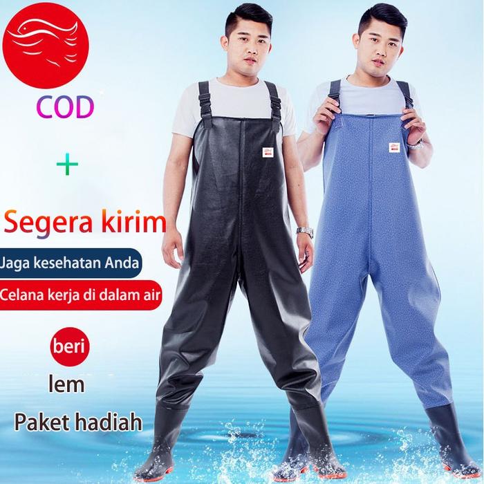 Sepatu Karet Bot Air Celana Wader Hujan Jumpsuit Celana Safety Petani Seluruh Set / Sepatu Boots Saw