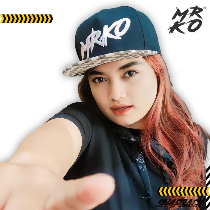 MRKO - Topi Snapback Bahan Twill Bordir Pria Wanita Keren Hitam Twill Cotton 20.10 Unisex dengan Det