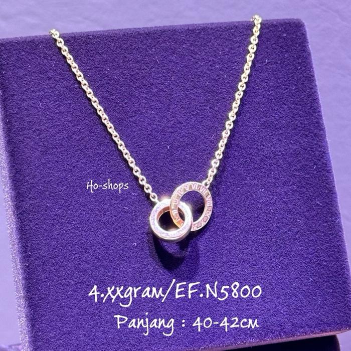 Kalung Fashion 2 Ring in 1 Mas Kuning Warna Poles Kadar 750 Asli Emas