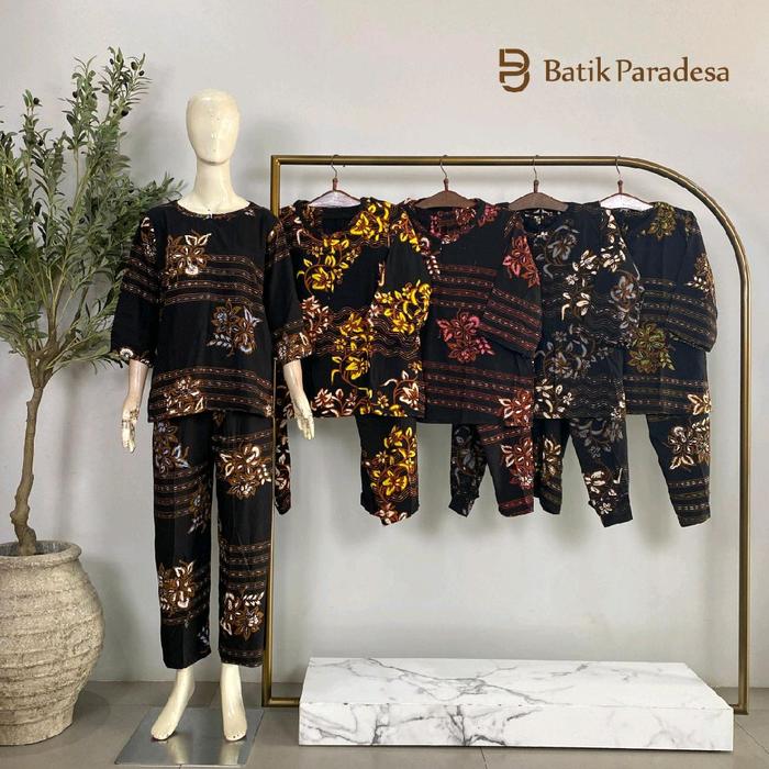 Daster Batik Pekalongan Daster Busui Setelan Celana Panjang Tangan 3/4 Resleting All Size Batik Para