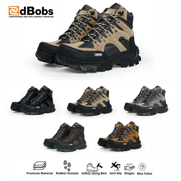 dBobs Sepatu Hiking Unisex Ujung Besi dBobs Pria High Top Anti Slip Safety Ujung Besi Rubber Outsole