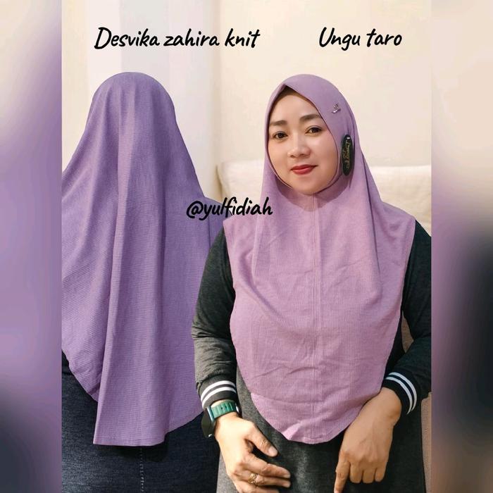 Desvika Hijab Instan Bergo Malay Knit Zahira by Desvika Matt Knit Snow Ungu Taro