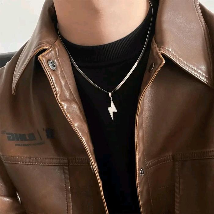 KALUNG TITANIUM LIONTIN SILVER ANTI KARAT ELEGAN SJSJ