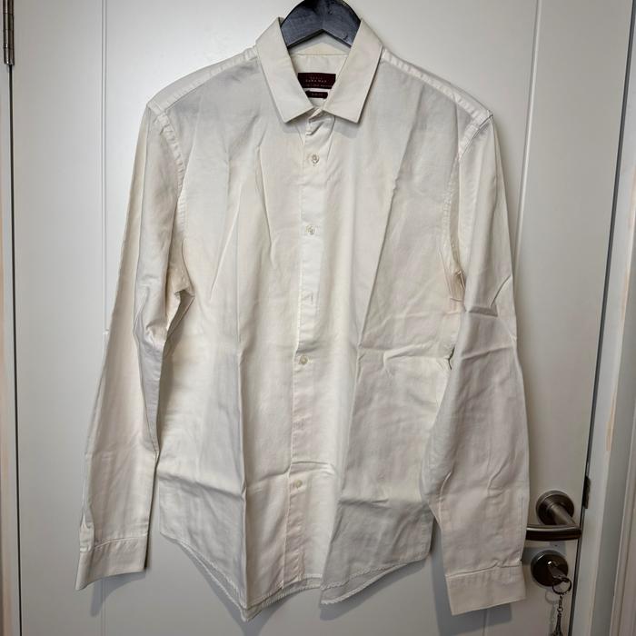 Kemeja Pria Zara Man Slim Fit Original Preloved Size L Putih Panjang