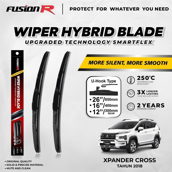 Fusion R Wiper Kaca Mobil Xpander Cross Karet Wiper Frameless Hybrid Blade Set Premium