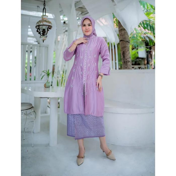Stelan Kebaya Kurung Melayu Payet Tabur Kebaya Tunik Seragam Kondangan Pesta Baju Kurung Malaysia Ro