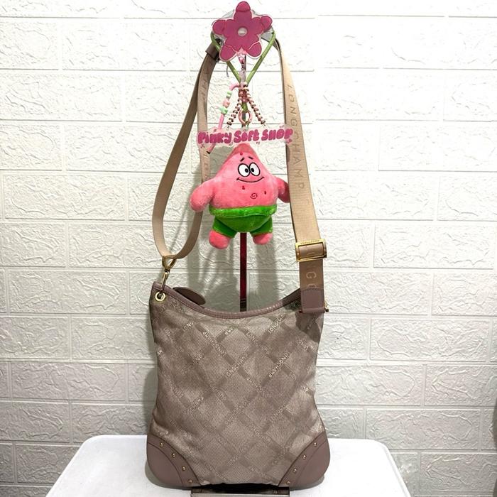 Tas sling bag longcom LC. Tas selempang longcem. Tas sling nilon dan kulit asli. Tas sling ziper sud