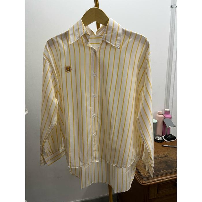 Kaoskachi | Hazel Shirt | H34 | Kemeja Salur Ornamen 3D Matahari Bordir Katun Premium