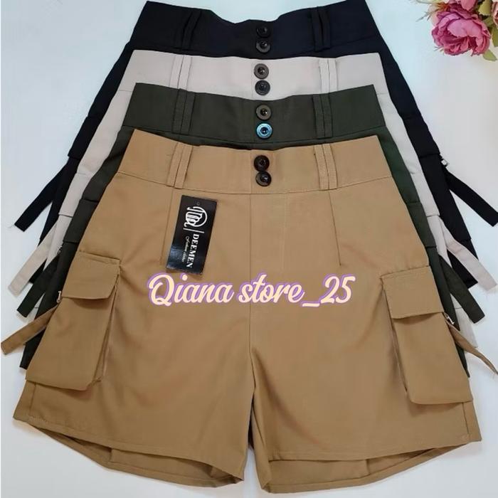 Celana cargo hotpant cewek model korea