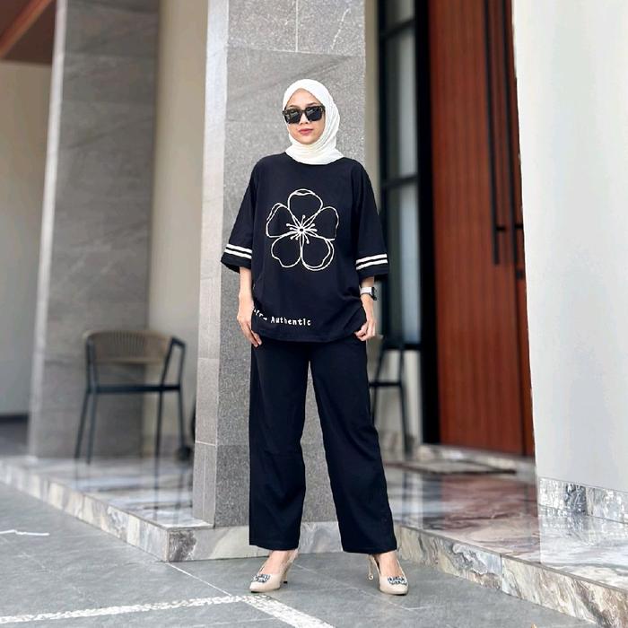 set RUZZA by Chatifa Authentic | Fashion Muslim | Busana Muslim Wanita | Celana Kulot dan Palazzo Se