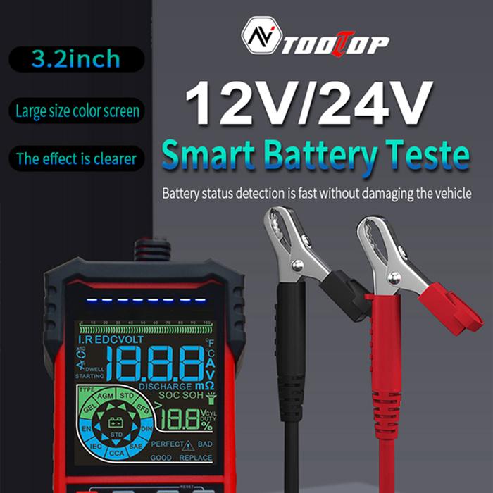 Smart Car Battery Tester 12V/24V Auto Recognition Battery Tester
