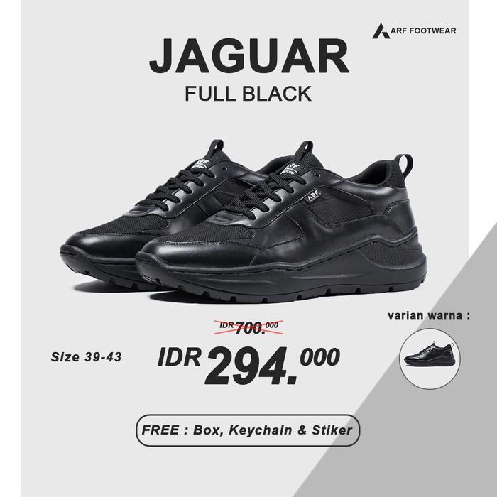 Arf Jaguar Fullblack Sepatu Sneakers Hitam Casual Pria Wanita Sepatu Sekolah Chunky Daddy Shoes Kasu