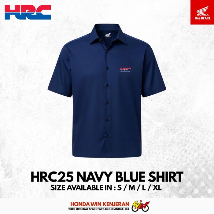 KEMEJA KASUAL PRIA WANITA HRC25 HRC25 NAVY BLUE SHIRT HONDA