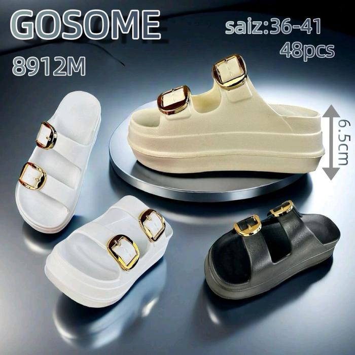 Sandal Slipper Wanita Sandal Selop Terbaru GOSOME | Hitam | Krem | Putih | Sendal Karet