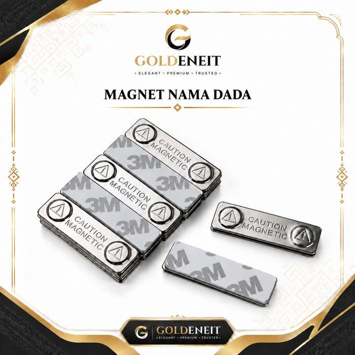 Magnet Nama Dada / Nametag | Doubletape 3M | Dual Magnet | Silver Mengkilap