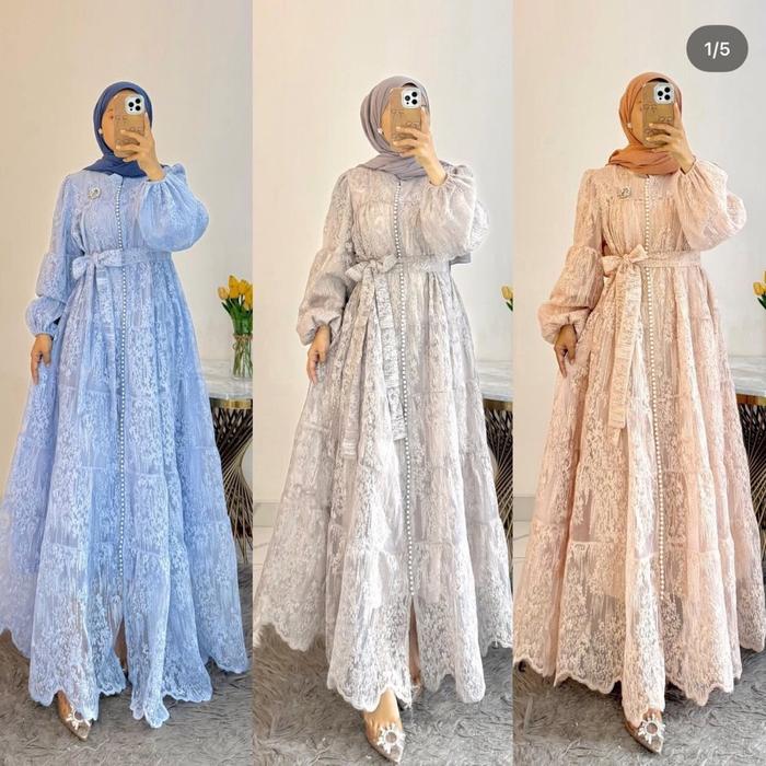 Unnie_Fashion Amanda Dress bbk//Gamis Kancing 1000//Dress Wanita Elegant//Gamis Dress Terbaru Ramadh