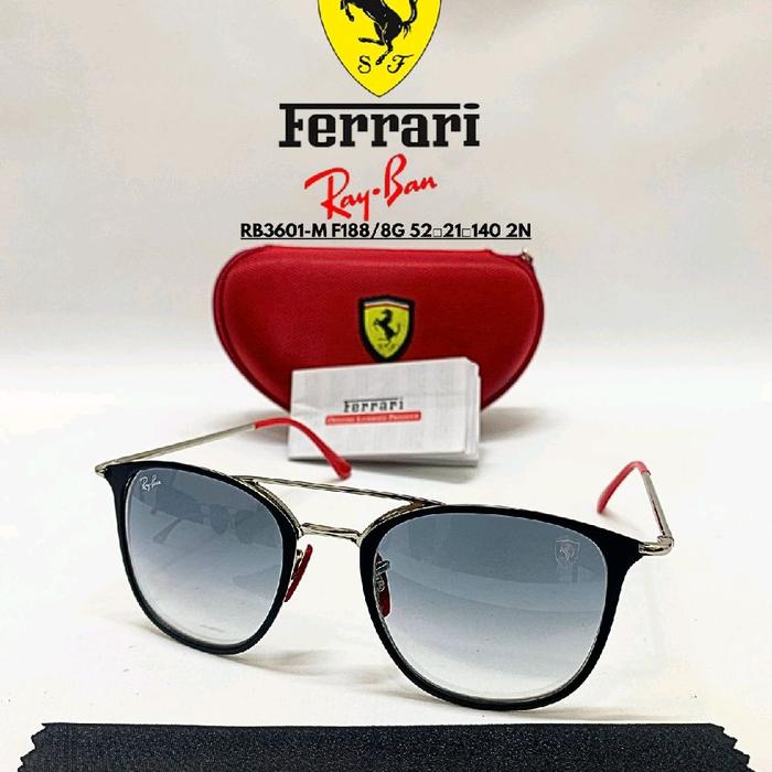 Ferrari Ray-Ban RB3601-M P188/8G 52-21-140 2N Kacamata Hitam dengan Case Merah dan Lensa Gradient