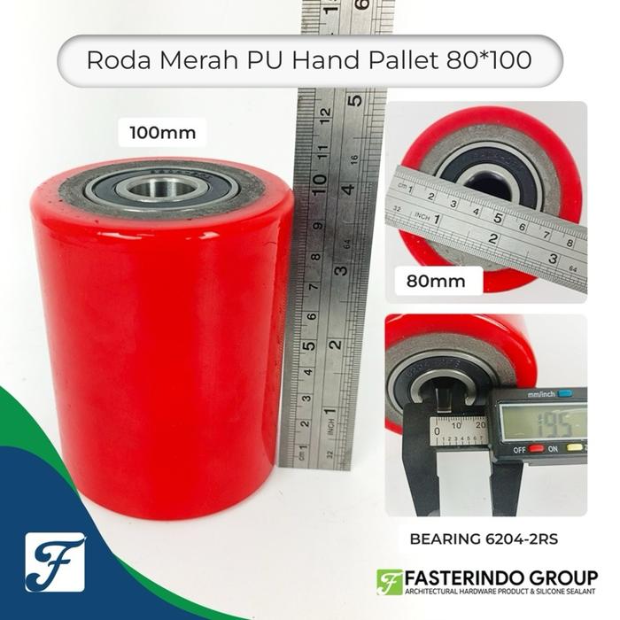 Roda PU Merah Hand Pallet 80x100 / HandPallet / Handlift / Forklift