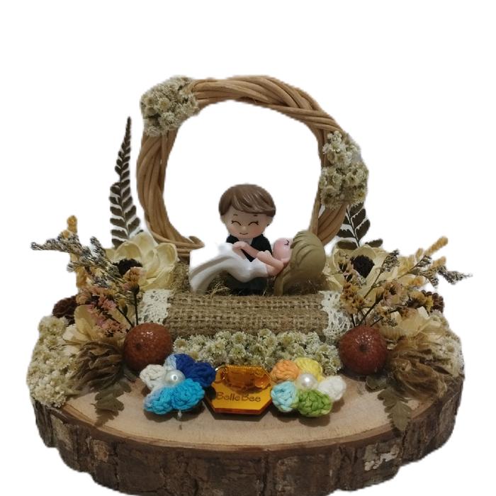RingBox/Tempat Seserahan Rustic kalung,cincin dan gelang alas kayu Bulat/Box Mahar