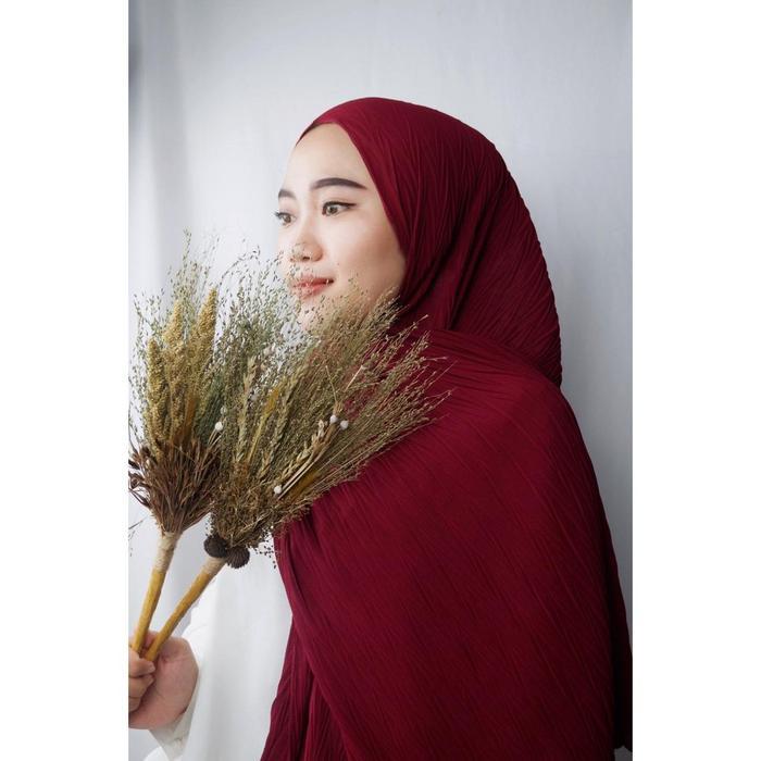 Krudung Full padi PASHMINA PLISKET PADI V / ZIGZAG /AKAR BAMBU / FULL CERUTY BABY Tanpa garis Kerudu