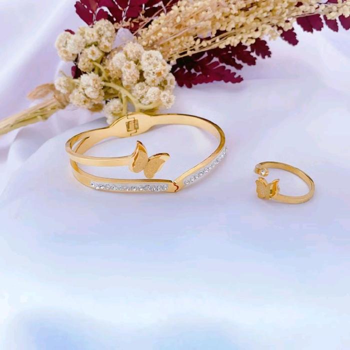 Set gelang + cincin titanium
