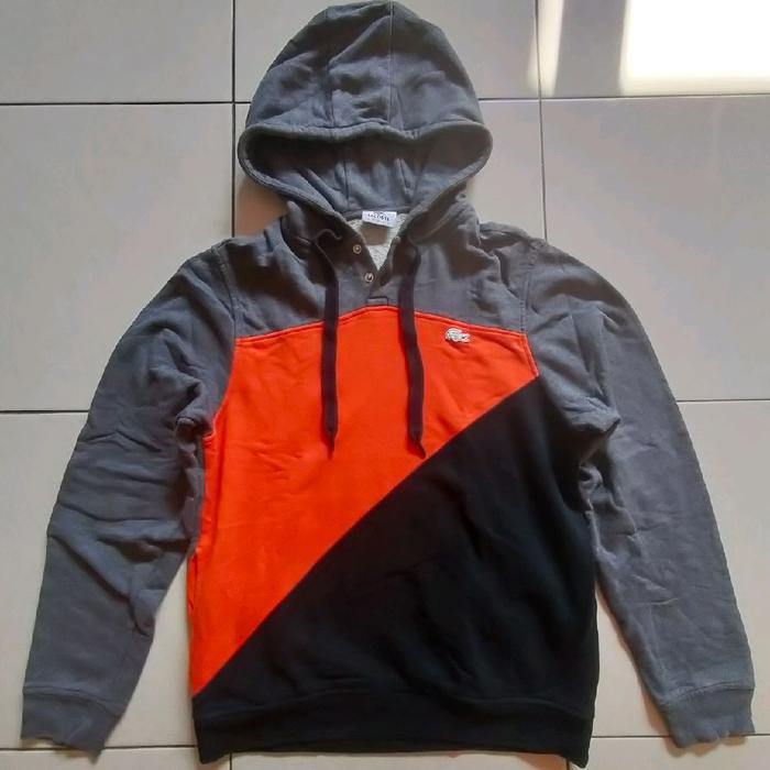 Hoodie Lacoste Sport Sweatshirt Orange/Black/Grey UK.M second original