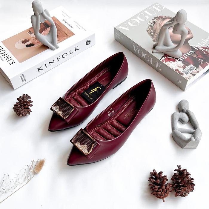 FIOR LOTUS AR 10 Ballevina Flats Premium – Bahan Premium, Sol Full Rubber Anti Slip, Sepatu Kerja - 