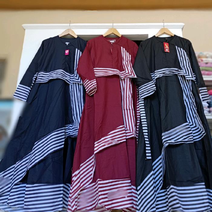 Gamis Dewasa Katun Toyobo Replika tuneeca by Crystal Muslim Wanita Baju Dress Crinkle