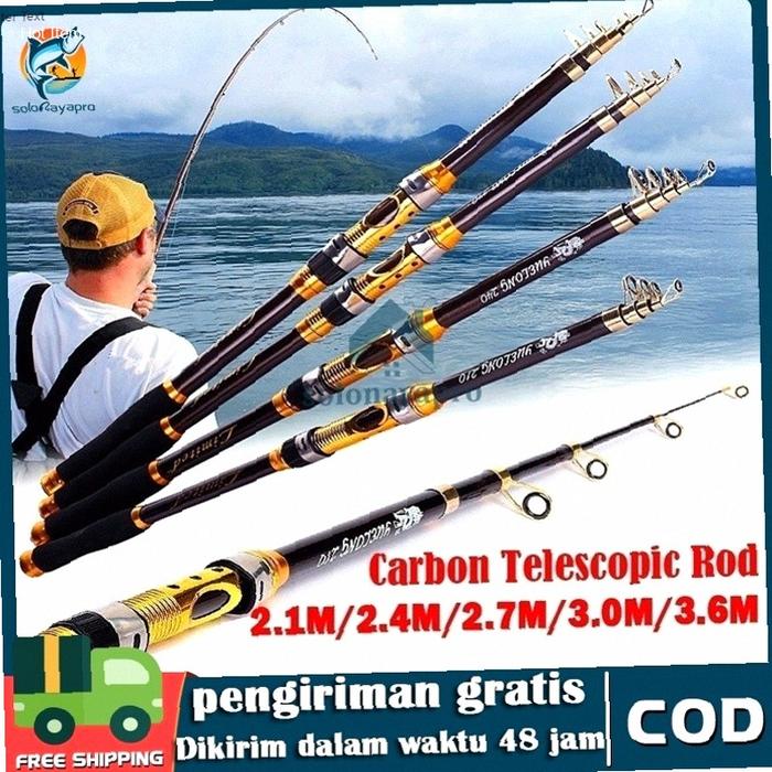 Joran Pancing Carbon Fiber Sea Fishing Rod 2.1M-3.6M/7 Tongkat Stik Pancing 3.6Meter Stick Pancingan