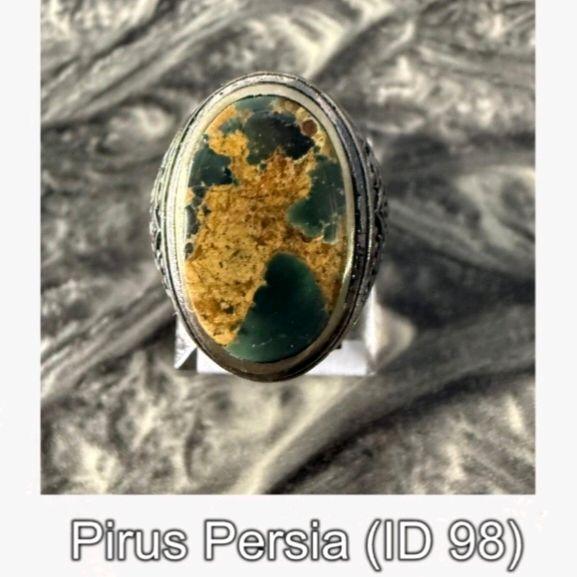 Pirus Persia Hijau Daun Urat Emas Lawasan Motif Sosok Astral