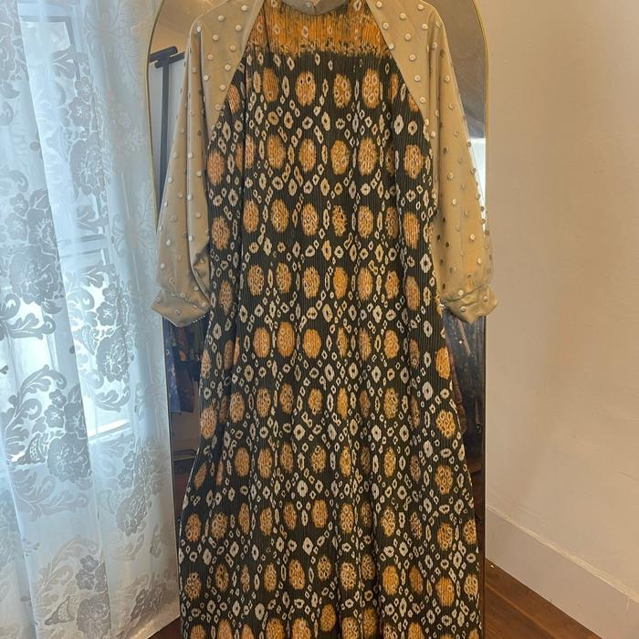 Gamis Plisket kombinasi tile