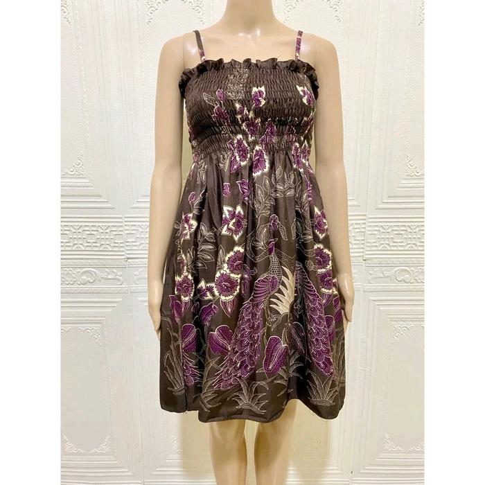 DRES WANITA KERUT BATIK WANITA //DRES BUMIL // DRESS BATIK BALI // DRES PANTAI(BISA COD)