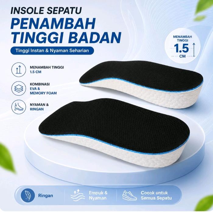 Insole Sepatu Penambah Tinggi Height Booster Memory Foam 1.5cm