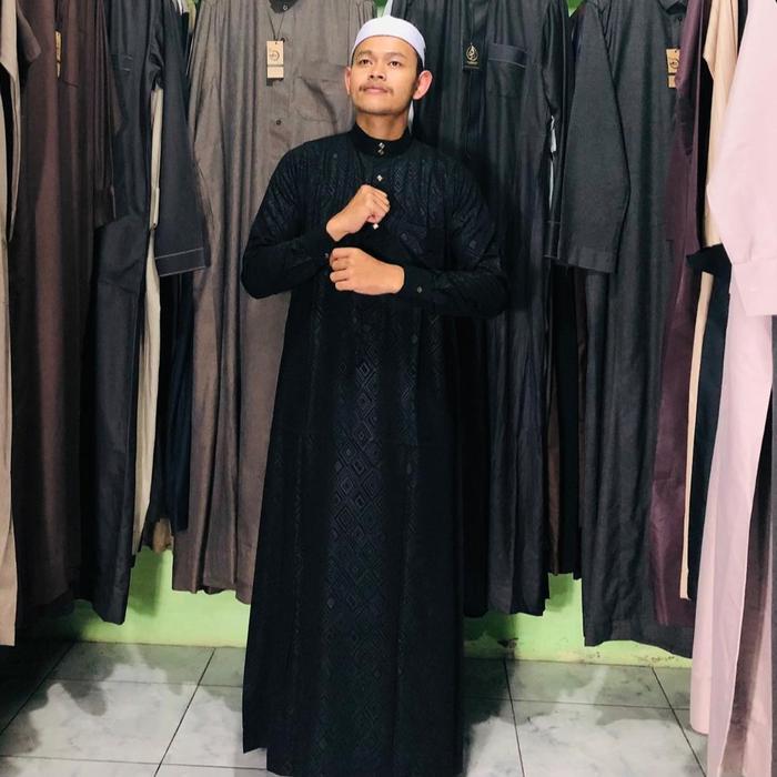 AL BERKAH - GAMIS JUBAH PRIA DEWASA GAMIS SULTAN MOTIF EMBOS JUBAH SLIMFIT