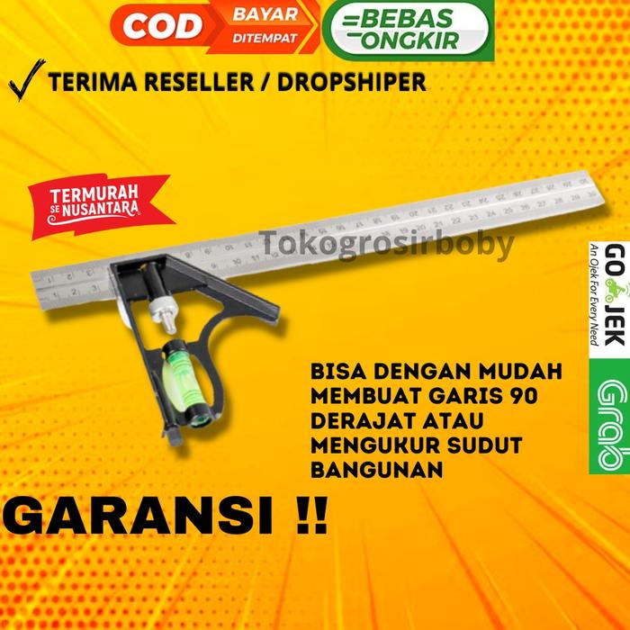 Mistar Penggaris Siku Tukang Multifungsi Black