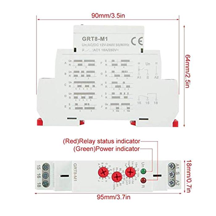 Timer multifungsi AC DC Relay kontaktor DIN dudukan rel AC/DC 12