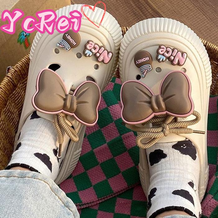 YcRei 2025 Sandal Fashion Sandal Wanita Sepatu Wedges Gaya Korea Sandal Jelly Wanita
