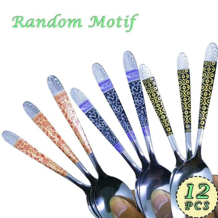 Garpu Makan Stainless Tebal Motif Batik Lusinan isi 12 Pcs Garpu Batik Garpu
