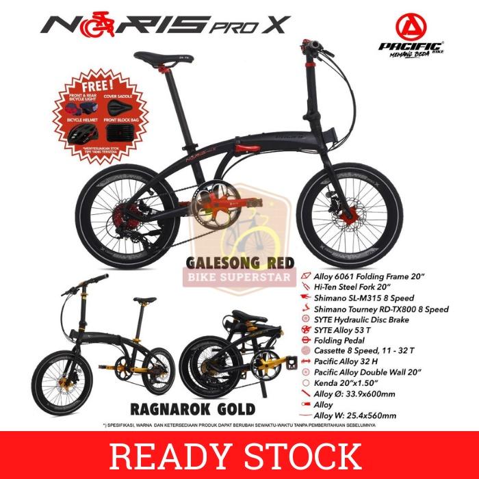 (COD) SEPEDA LIPAT PACIFIC NORIS PRO X ALLOY 20 INCH SHIMANO 8 SPEED JANGKRIK HIDROLIK KASKADA Outdo