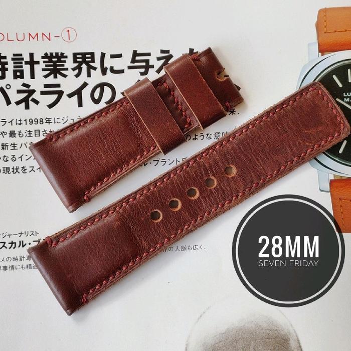 28mm / For Seven Friday or Panerai Radiomir • Classic Brown Half-Padded Leather Straps Handmade Tali