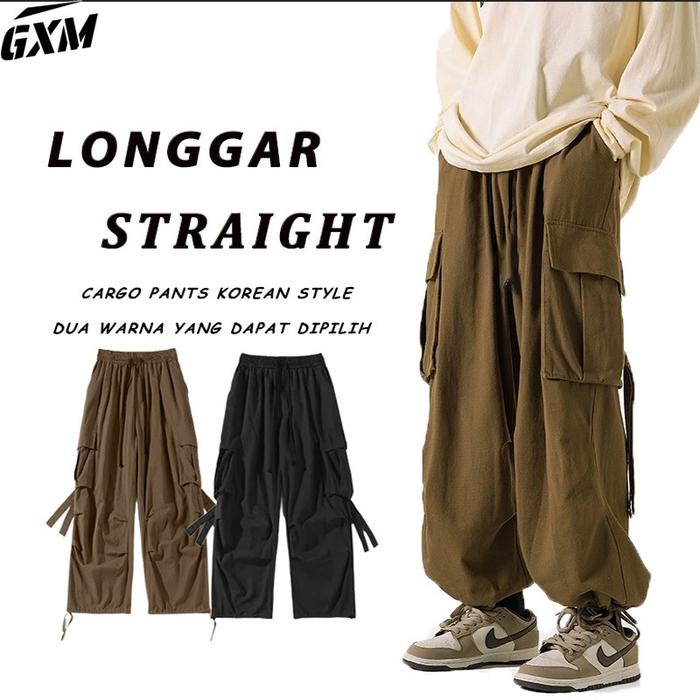 Gxm Celana Cargo Panjang Loose Stretch Pria Oversize Cargo Pants Korean Style Celana Panjang Pria Ha