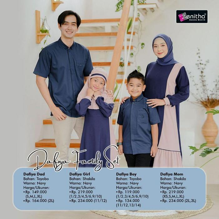 Iwanshp Store Sarimbit Zenitha Terbaru 2022 Dafiya Set / Baju Seragam Lebaran Keluarga Muslim / Baju