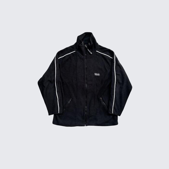 Black White Vintage 1990s Bitch Skateboards Rubber Patch Fleece Jacket - Unisex - M