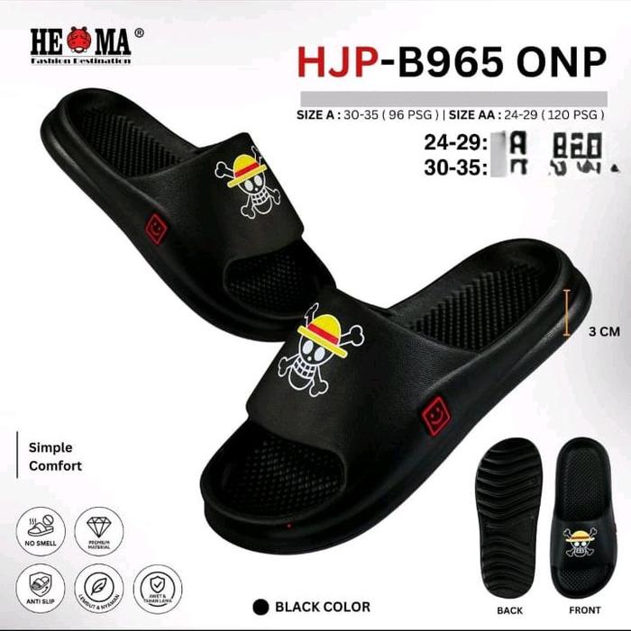 Sandal Selop Karet Anak Pria Hema Hjp-B965 Onp & Ow Anti Slip Nyaman Ringan & Empuk